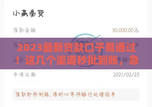 2023最新贷款口子易通过！这几个渠道秒批到账，急用钱必看攻略