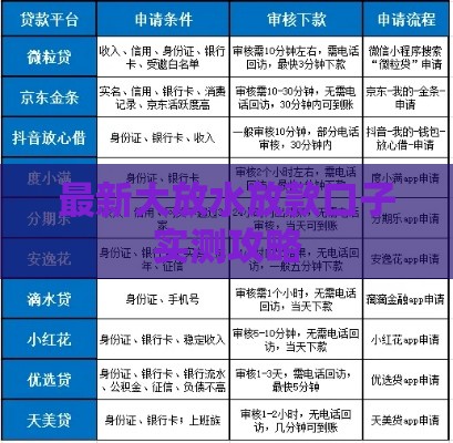 最新大放水放款口子实测攻略