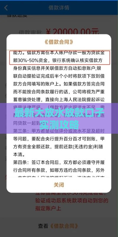 最新大放水放款口子实测攻略