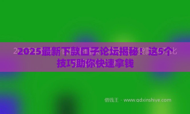 2025最新下款口子论坛揭秘！这5个技巧助你快速拿钱