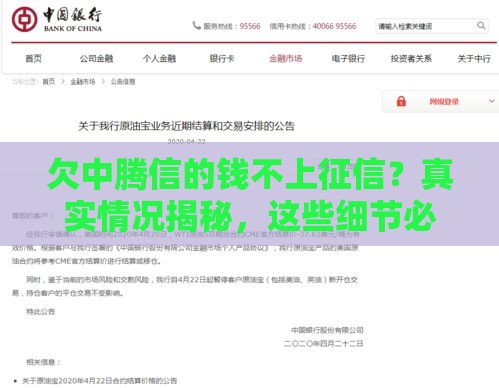 欠中腾信的钱不上征信？真实情况揭秘，这些细节必须知道！