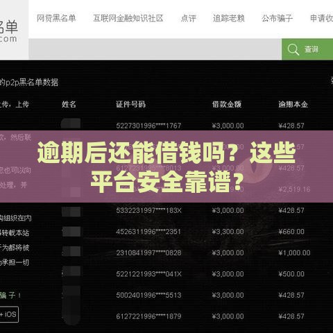 逾期后还能借钱吗？这些平台安全靠谱？