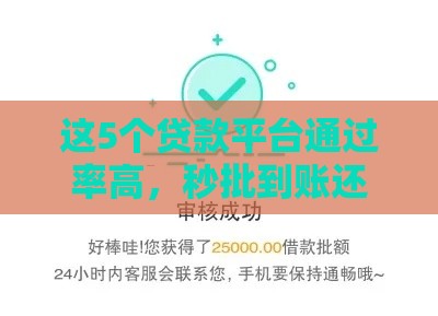 这5个贷款平台通过率高，秒批到账还能避坑