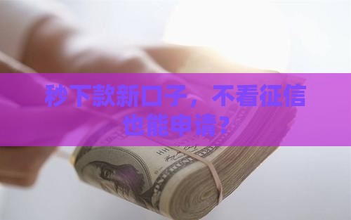 秒下款新口子，不看征信也能申请？