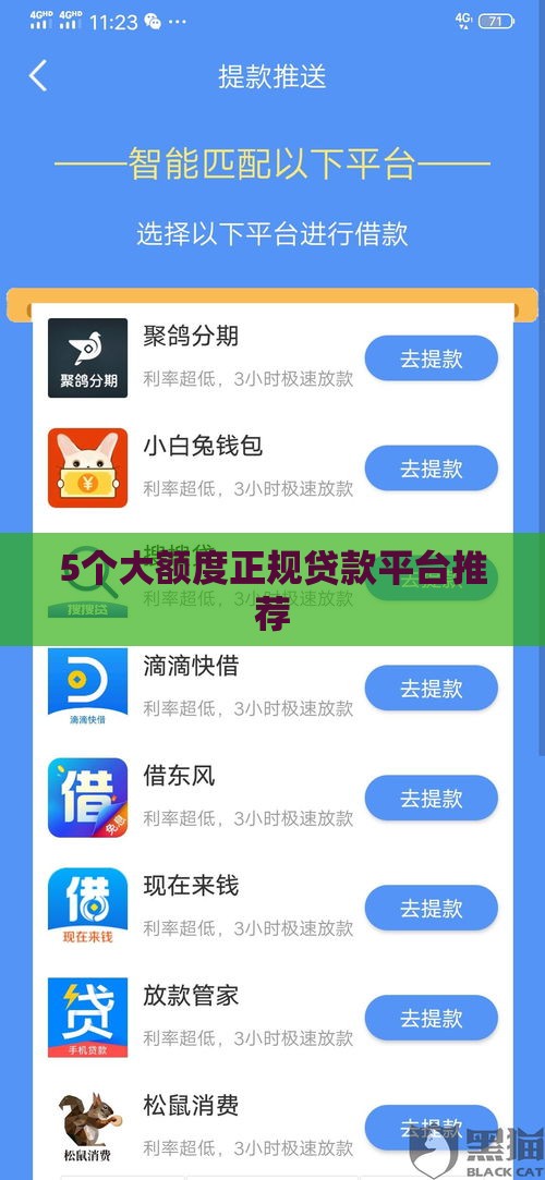 5个大额度正规贷款平台推荐
