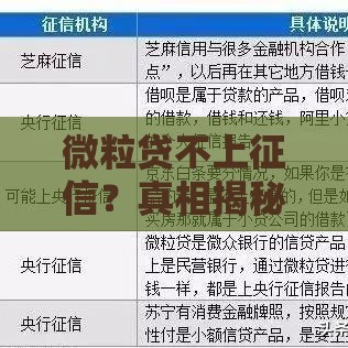 微粒贷不上征信？真相揭秘，这些细节要注意！