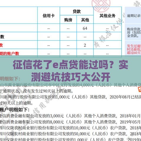 征信花了e点贷能过吗？实测避坑技巧大公开