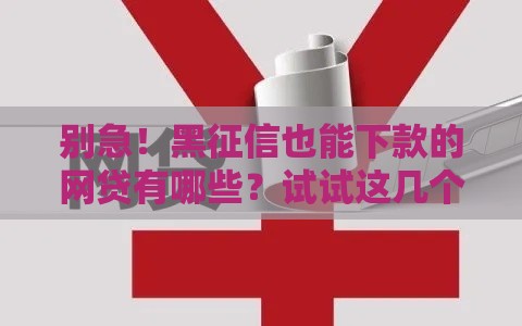 别急！黑征信也能下款的网贷有哪些？试试这几个渠道