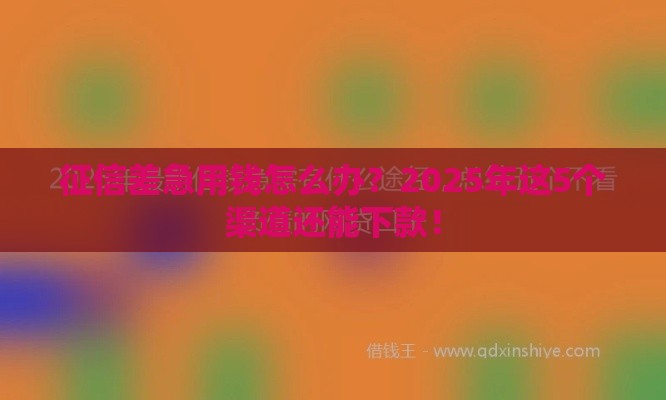 征信差急用钱怎么办？2025年这5个渠道还能下款！
