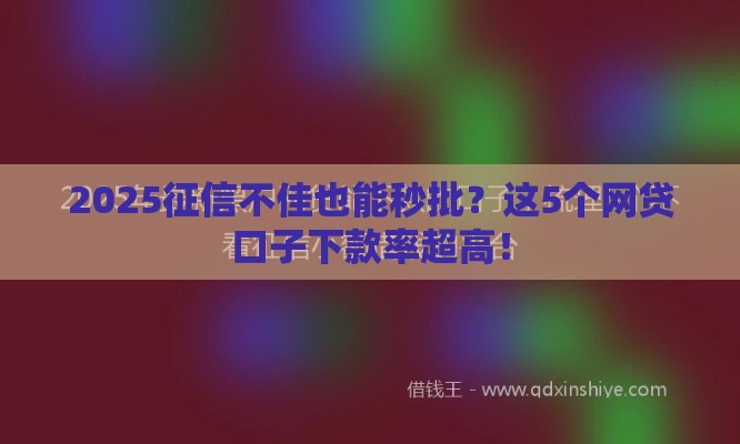 2025征信不佳也能秒批？这5个网贷口子下款率超高！