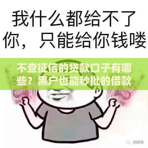 不查征信的贷款口子有哪些？黑户也能秒批的借款渠道推荐