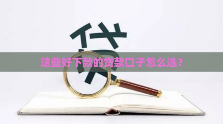 这些好下款的贷款口子怎么选？