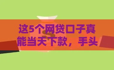 这5个网贷口子真能当天下款，手头紧速来了解