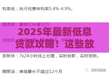 2025年最新低息贷款攻略！这些放水口子秒批到账