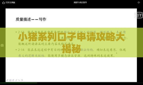 小猪系列口子申请攻略大揭秘