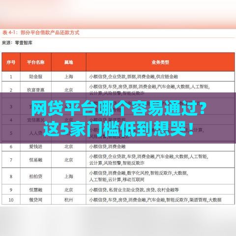 网贷平台哪个容易通过？这5家门槛低到想哭！