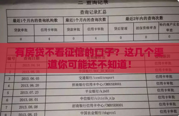 有房贷不看征信的口子？这几个渠道你可能还不知道！