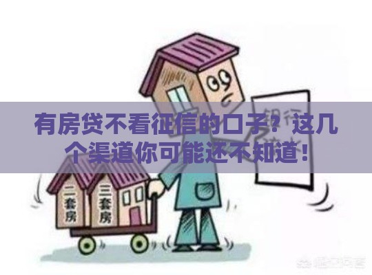 有房贷不看征信的口子？这几个渠道你可能还不知道！