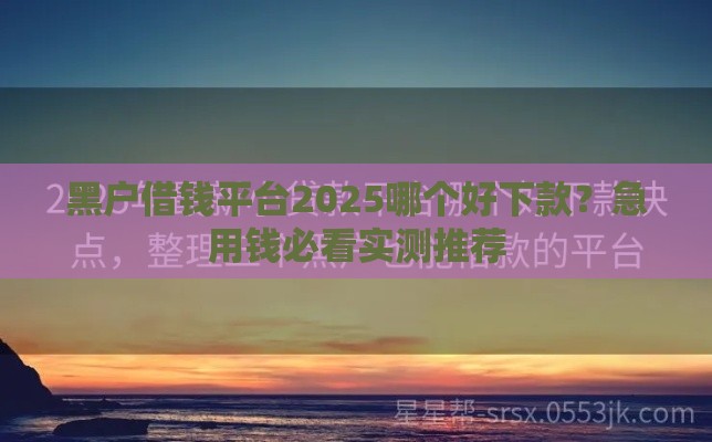 黑户借钱平台2025哪个好下款？急用钱必看实测推荐