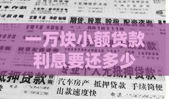 一万块小额贷款利息要还多少？算完这笔账就明白了