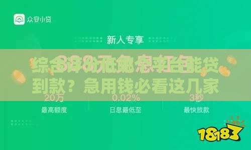 综合评分低哪个平台能贷到款？急用钱必看这几家通过率高！