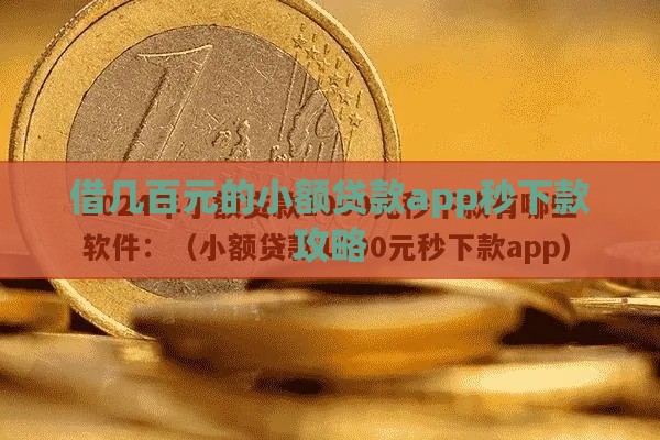 借几百元的小额贷款app秒下款攻略