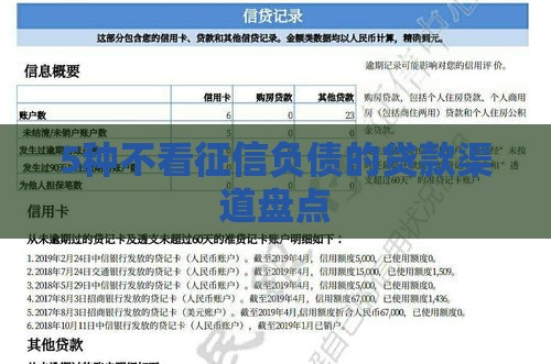 5种不看征信负债的贷款渠道盘点