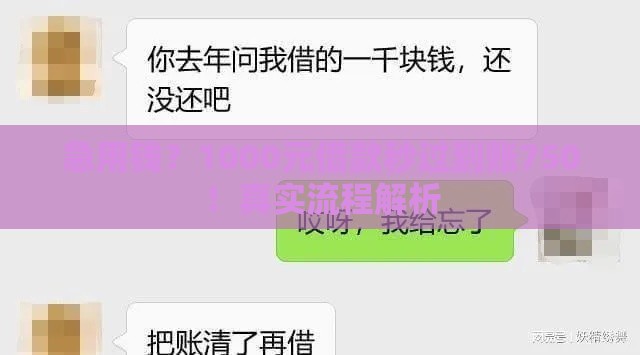 急用钱？1000元借款秒过到账750！真实流程解析