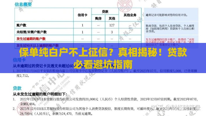 保单纯白户不上征信？真相揭秘！贷款必看避坑指南