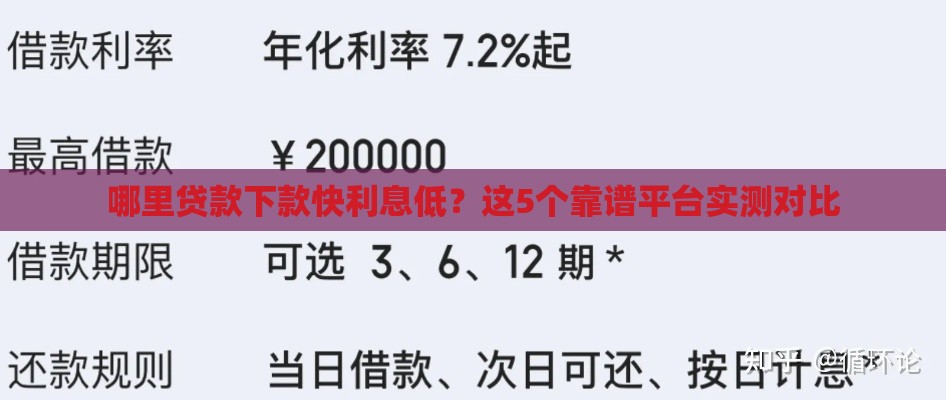 哪里贷款下款快利息低？这5个靠谱平台实测对比