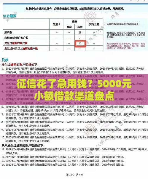 征信花了急用钱？5000元小额借款渠道盘点