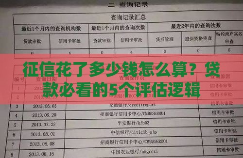征信花了多少钱怎么算？贷款必看的5个评估逻辑