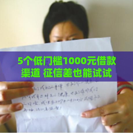 5个低门槛1000元借款渠道 征信差也能试试