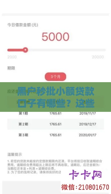 黑户秒批小额贷款口子有哪些？这些渠道或许能解你燃眉之急！