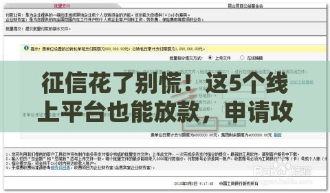 征信花了别慌！这5个线上平台也能放款，申请攻略一文搞定