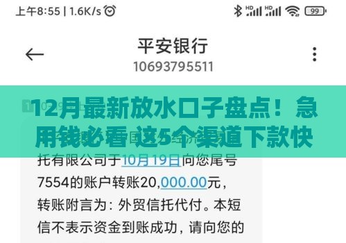 12月最新放水口子盘点！急用钱必看 这5个渠道下款快又稳