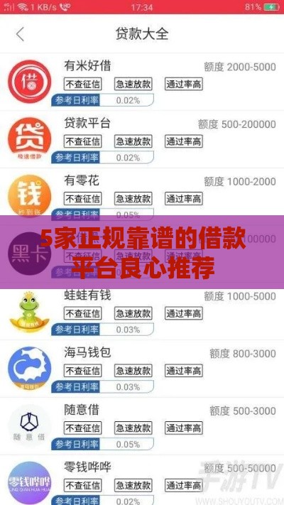 5家正规靠谱的借款平台良心推荐