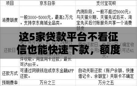 这5家贷款平台不看征信也能快速下款，额度高到你想不到！