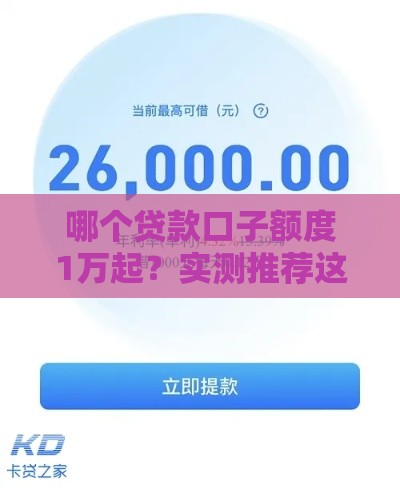 哪个贷款口子额度1万起？实测推荐这5个靠谱平台！