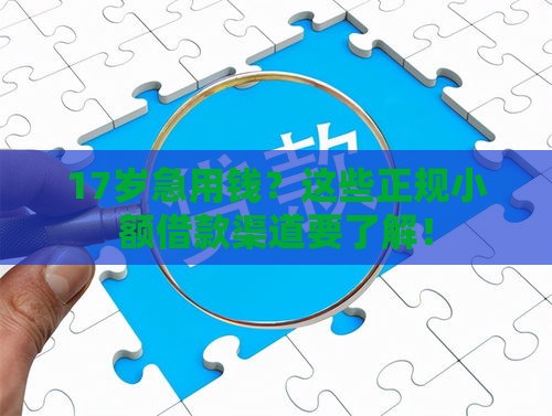 17岁急用钱？这些正规小额借款渠道要了解！