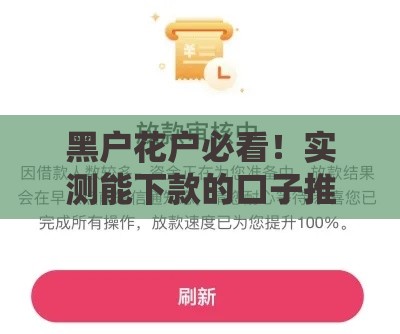 黑户花户必看！实测能下款的口子推荐 这几个APP亲测有效