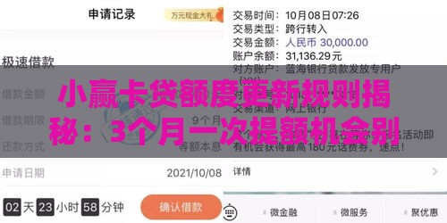 小赢卡贷额度更新规则揭秘：3个月一次提额机会别错过！