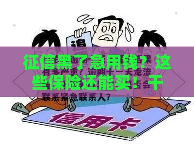 征信黑了急用钱？这些保险还能买！干货必看