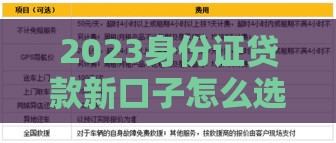 2023身份证贷款新口子怎么选？这5个技巧一定要看！