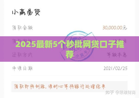 2025最新5个秒批网贷口子推荐