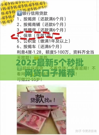 2025最新5个秒批网贷口子推荐