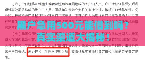 黑户急用500元能借到吗？真实渠道大揭秘！