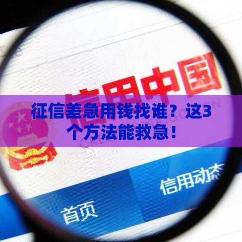征信差急用钱找谁？这3个方法能救急！