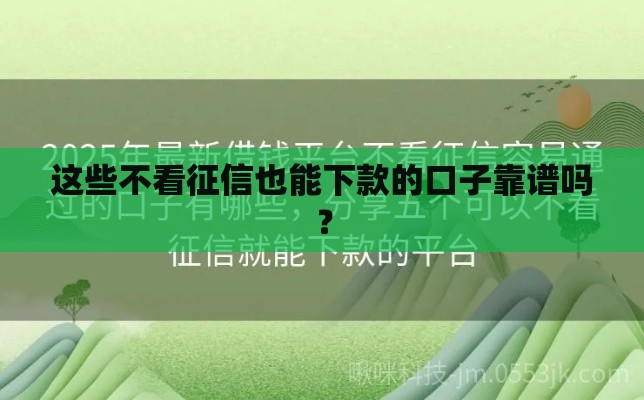 这些不看征信也能下款的口子靠谱吗？