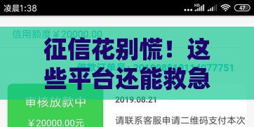 征信花别慌！这些平台还能救急下款